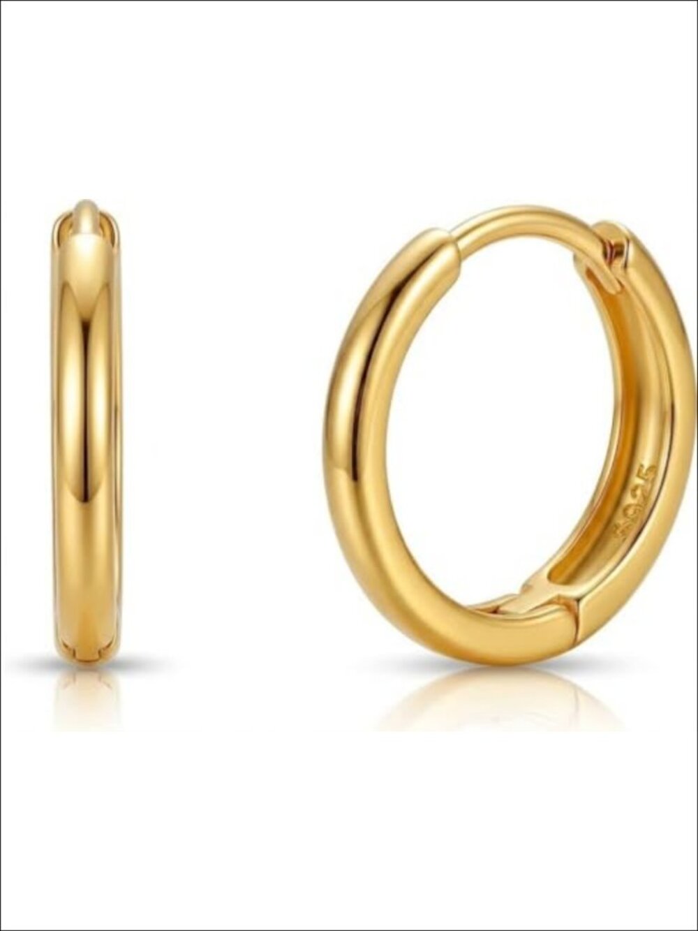 Small 14k Gold Plated Hoop Huggie Earrings for Women 10mm